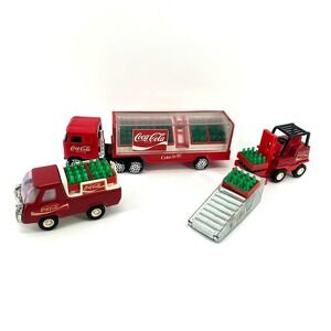 Vintage Buddy L Coca-Cola Delivery Truck Set Forklift Ramp Bottles Complete